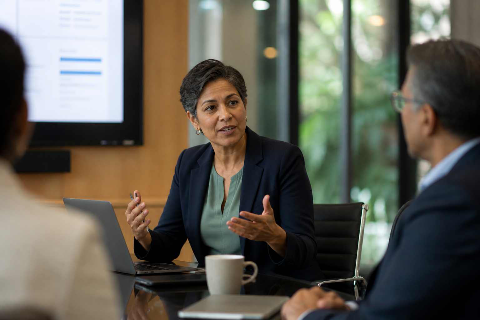 Senior leader preparing to deliver a company wide internal communications briefing