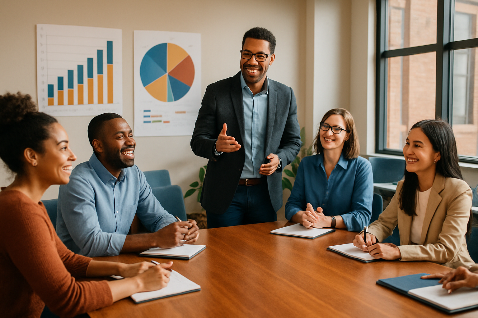 photographic In a modern conference room a diverse group of professionals attentively engages in a dynamic workplace training session The room is fill