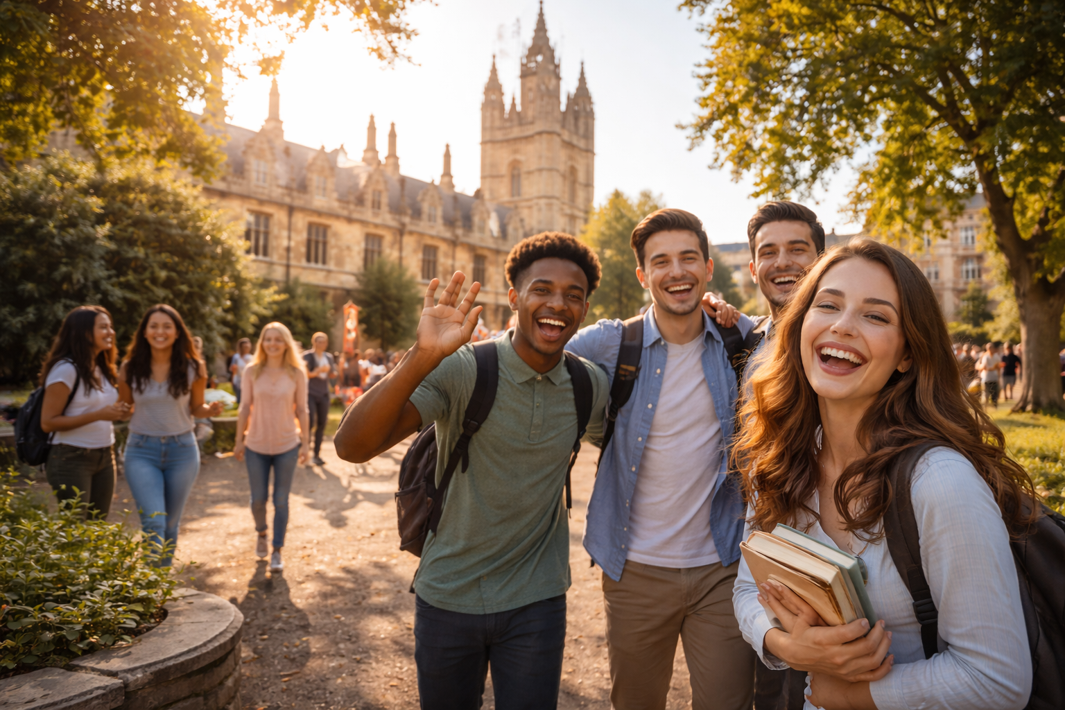Students outside a university campus