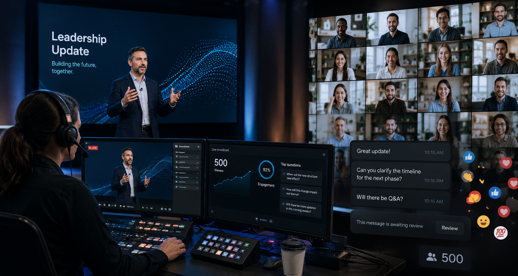 What happens to your leadership broadcast when 500 people join at once