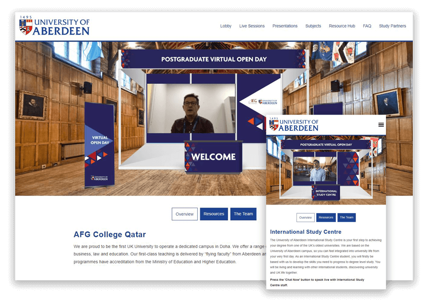 Responsive webinar templates for Aberdeen University