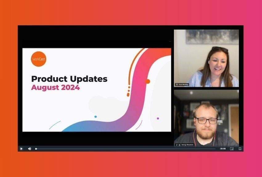 Pre-recorded presentation content playing alongside webinar presenters