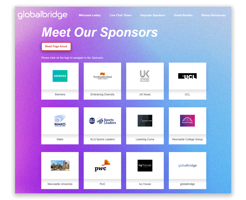 Webinar sponsor lobby template
