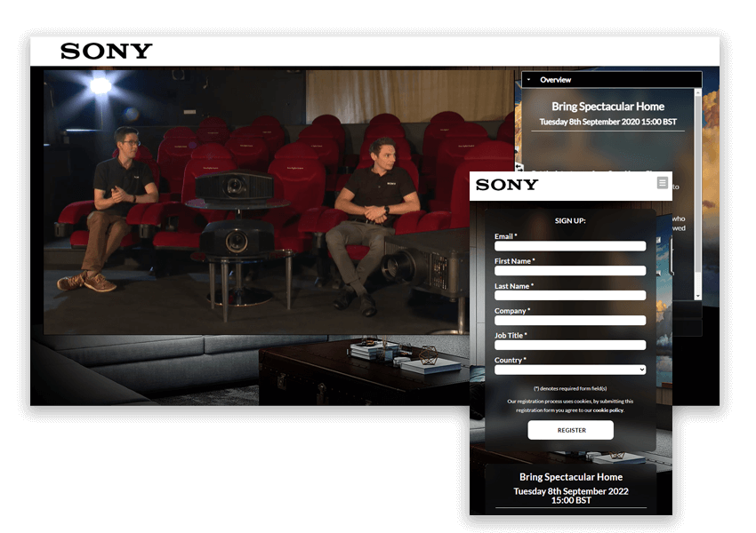 Sony webcasting through branded auditorium
