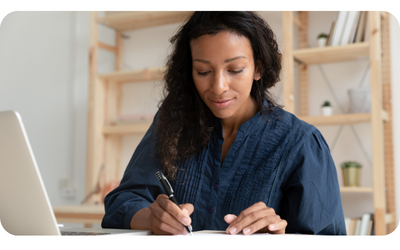 Woman working at table